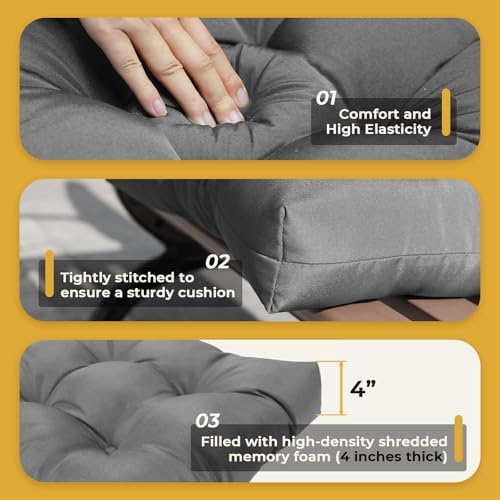 All Weather Wicker Chair Cushions of 3 Pieces, Waterproof Outdoor Wicker Chair - Image 4
