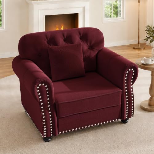 41.3" Velvet Chesterfield Sofa, Deep Seat Button Tufted Couch by SmartEdge