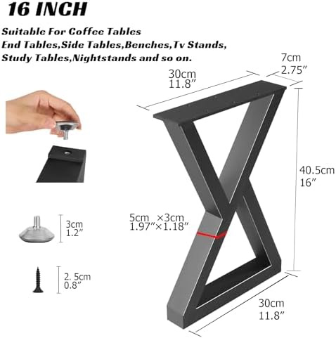 16 Inch Metal Bench Coffee Table Legs, Heavy Duty End Table Legs - Image 3