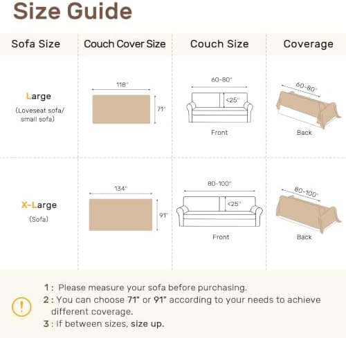 Couch Covers for 3 Cushion Sofa Cover 71" x 118" Dark Grey - Image 2