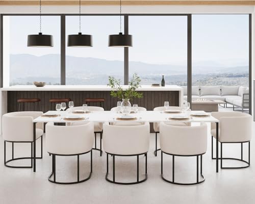 HNY Mid Century Modern Upholstered Barrel Dining Chairs by HNY