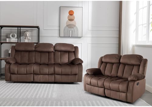 EBELLO Manual Reclining Sofa Set, Classic 5-Seater Furniture Set - Image 6