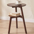 Ikebana Side Table, 2-Tier Round Solid Wood End Table by IKEBANA
