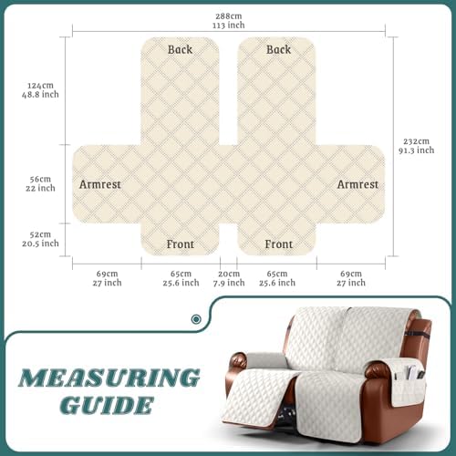 Ruaozz Waterproof Loveseat Recliner Covers, Non-Slip Sofa Covers, 2 Seater - Image 2