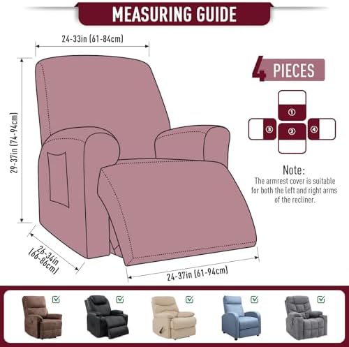 TAOCOCO Stretch Recliner Chair Covers 4 Piece - Image 5