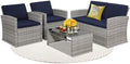 KROFEM 4 Piece Patio Furniture Set, Outdoor Wicker Conversation Set by KROFEM