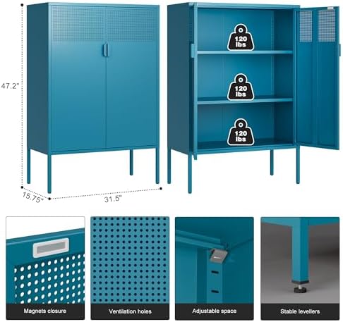 Ustamio Blue Metal Storage Cabinet - Image 3