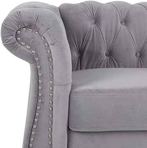 Chesterfield Chair, Modern Velvet Tufted Accent Sofa Couch Chair - Image 3