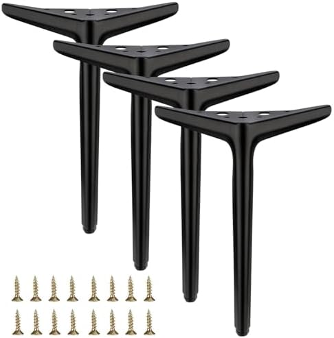 9.8 inch/25cm Matte Black Metal Furniture Legs Set of 4 by Smaxcn