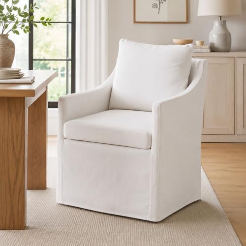 Slipcovered Dining Chairs with Arms - Image 5