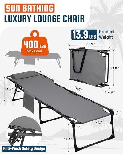 KingCamp 400LBS Lounge Chair Outdoor - Image 2