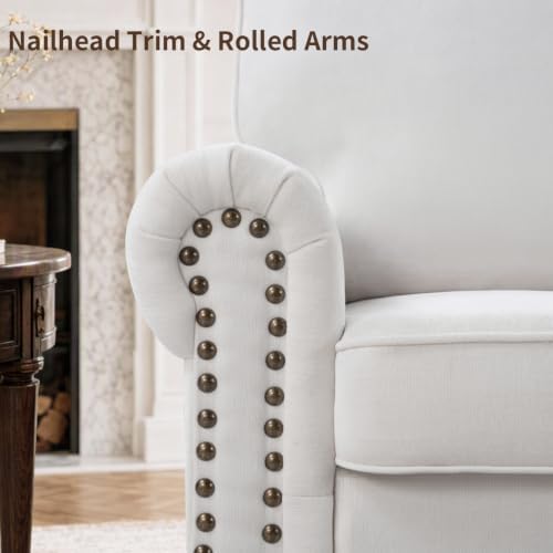 Rolled Arms Sofa Chair, Nailhead Accent Chair - Image 5