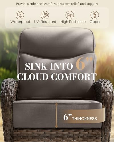 Belord Upgraded 6“ Cushion Luxury 6 Piece Patio Furniture Set - Image 3