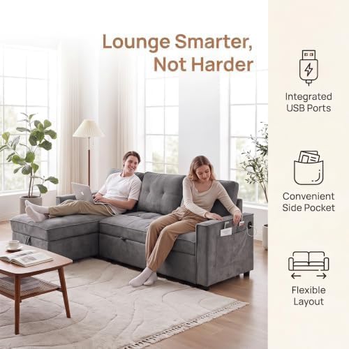 71" L Shaped Queen Pull Out Sofa Bed - Image 7