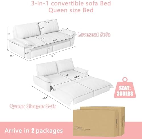 70.1" Sleeper Sofa Bed Queen Size, Pull Out Convertible Velvet Couch - Image 2