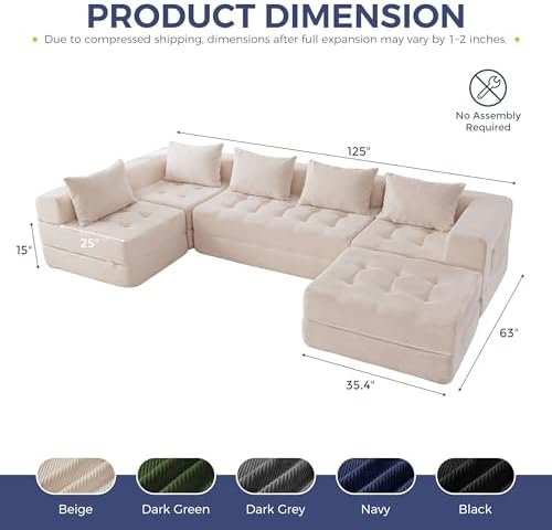 MAXYOYO 6-Seater U-Shaped Modular Sectional Sofa Couch - Image 2