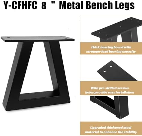 8 Inch Trapezoid Metal Table Legs Heavy Duty Steel Furniture Legs - Image 4