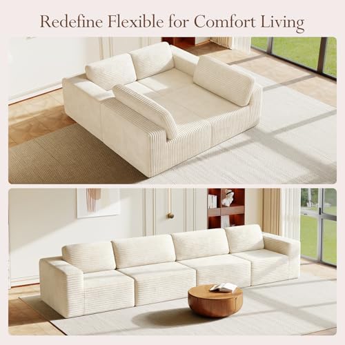 Vesgantti 159" Modular Sectional Sofa, Corduroy Cloud Couch - Image 4