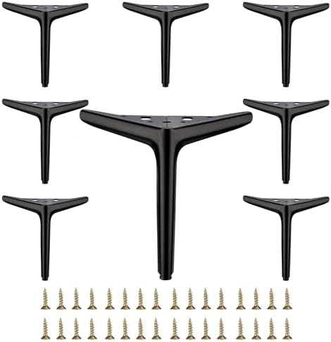 7 inch/18cm Matte Black Metal Furniture Legs Set of 8 by Smaxcn