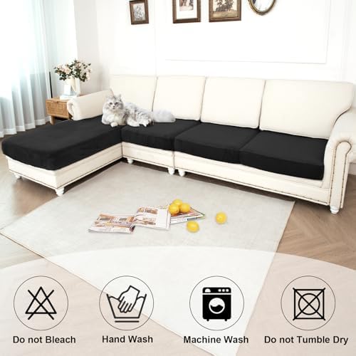 NAISI Waterproof Couch Cushion Covers Thick Velvet Fabric Washable Sofa - Image 6