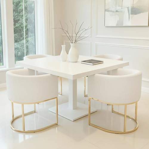 HNY Mid Century Modern Upholstered Barrel Dining Chairs - Image 3