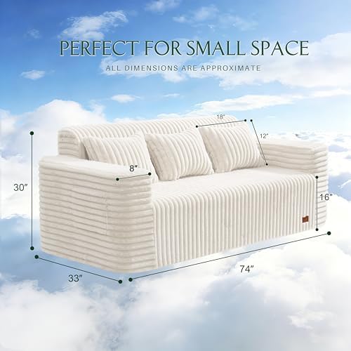 ZurNesfure Sofa Couch 3-Seater Boneless Sofa - Image 2