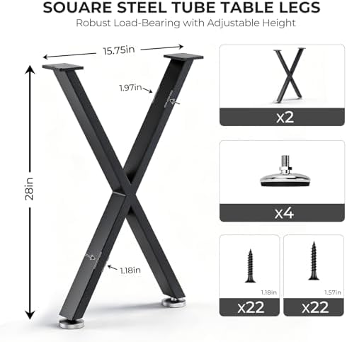 Heavy Duty X Shape Metal Table Legs, Replacement Legs - Image 2