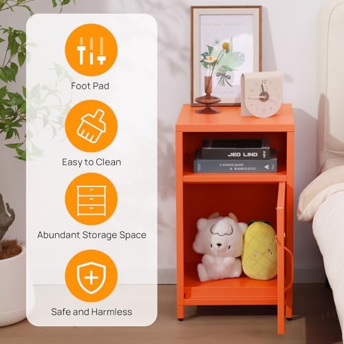 ALBAD Metal Nightstand with Lockable Cabinet - Image 4