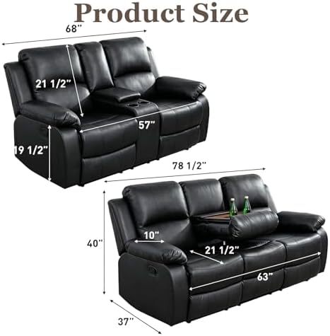 Leather Recliner Sofa Set, Includes a Manual Loveseat and a 3 Seat Couch - Image 7