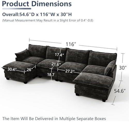 U Shaped Modular Sectional Couch, Comfy Sofa - Image 2