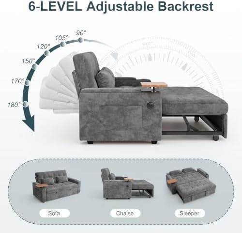 63" Convertible Sofa Bed Loveseat Sleeper Sofa - Image 5