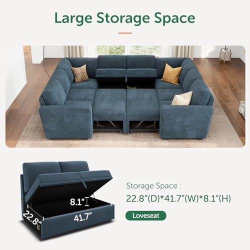 HONBAY 111'' Modular Sectional Sleeper Sofa - Image 5