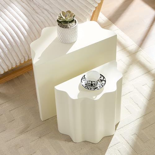 JUSTONE Set of 2 Round Coffee Tables, Modern Minimalist Accent End Tables - Image 3