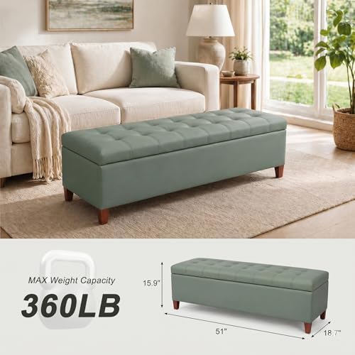 Ottoman with Storage 51 Inch Faux Leather Storage Bench - Image 2