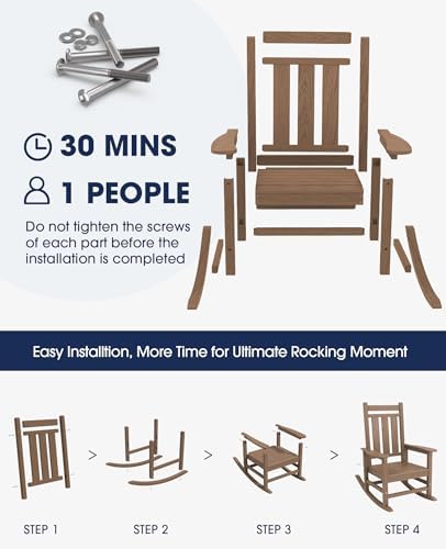 KINGYES Oversized Outdoor Rocking Chair Set of 6, HDPE Patio Rockers - Image 6