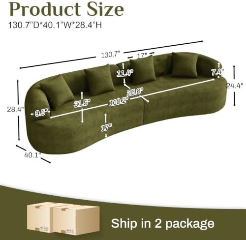 131" Oversized Sectional Sofa for Living Room, Modern Luxury Plush Chenille - Image 2