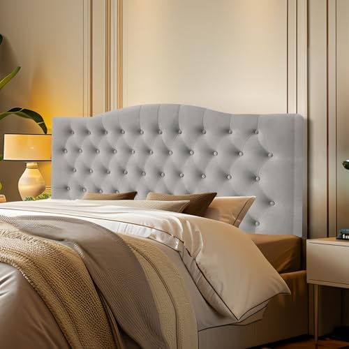 Furpopup Velvet Queen Headboard Only, Upholstered Wall Mount by Furpopup