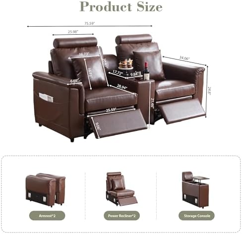 RARZOE Oversized Loveseat Power Recliner Sofa - Image 2