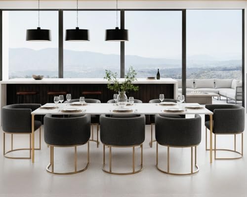HNY Mid Century Modern Upholstered Barrel Dining Chairs by HNY