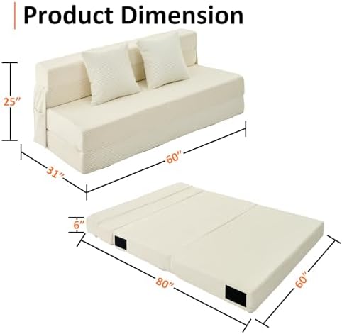 JKMAX Queen Size Folding Sofa Bed - 4 in 1 Convertible Sleeper Chair - High - Image 2