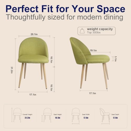 Lightdot Dining Chairs Set of 2, Ergonomic Curved Backrest Kitchen Chairs - Image 2