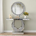 Mirrored Console Table & Round Wall Mirror Set by Unknown