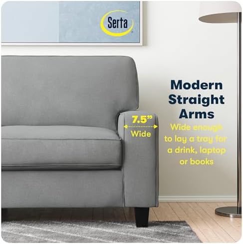 Serta Palisades 61" Track Arm Sofa, Easy Care Polyester, Soft Pillow Back - Image 6