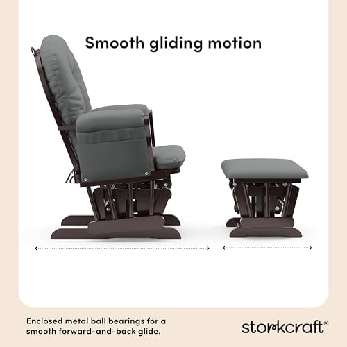 Storkcraft Premium Hoop Glider & Ottoman, Espresso/Gray - Image 4