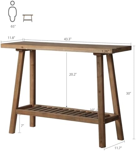 HOKYHOKY Reclaimed Solid Wood Console Table, 43.3" Farmhouse Entryway Table - Image 2