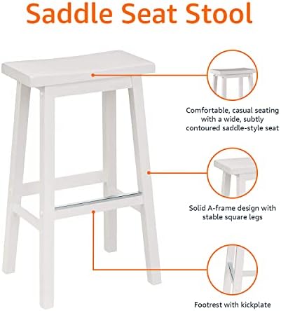 Amazon Basics Solid Wood Saddle-Seat Counter Height Bar Stools - Image 6