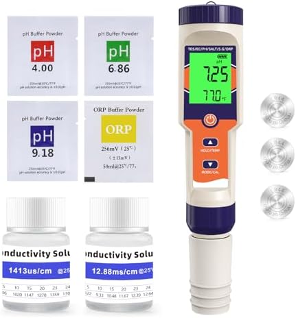 7-in-1 Hydrogen Water Tester, pH H2 TDS EC ORP Salt Temp Meter by Terronix