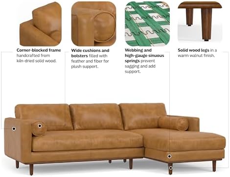 SIMPLIHOME Morrison 102" Full-Grain Leather Right-Facing Sectional Sofa - Image 5