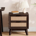 Bme Jasper Deluxe Solid Wood Rattan Nightstand Fully Assembled-Mid Century by Bme