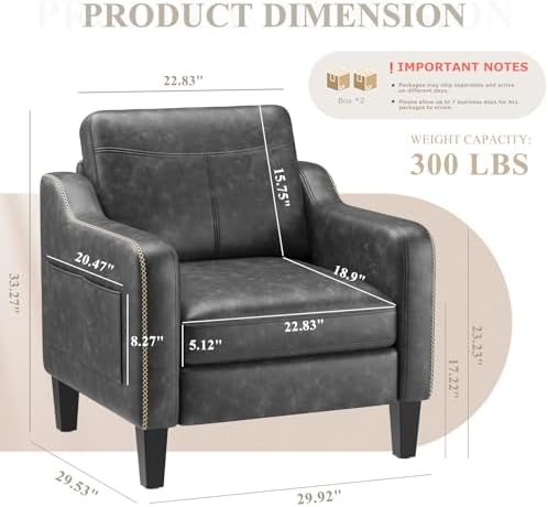 MALOL PU Leather Accent Chair Set of 2 - Image 2